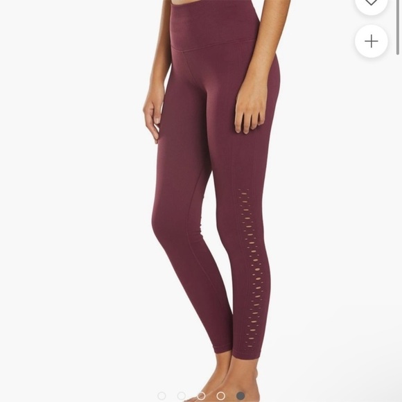 Spiritual Gangster Self Love Yoga Leggings in Burgundy Ribbed High Rise - Picture 2 of 9